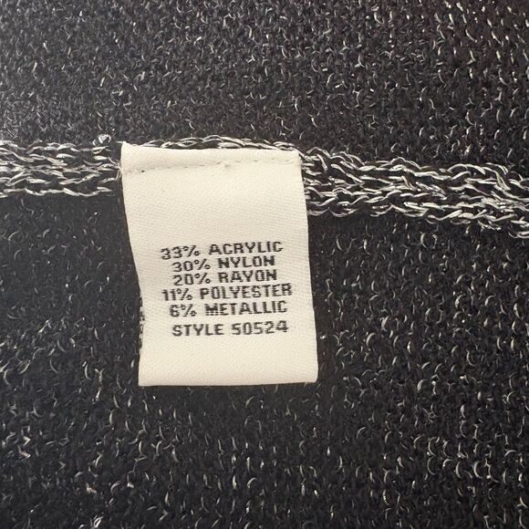 TravelSmith Metallic Knit Turtleneck Sweater Silver Black Evening Size Large - Picture 7 of 7